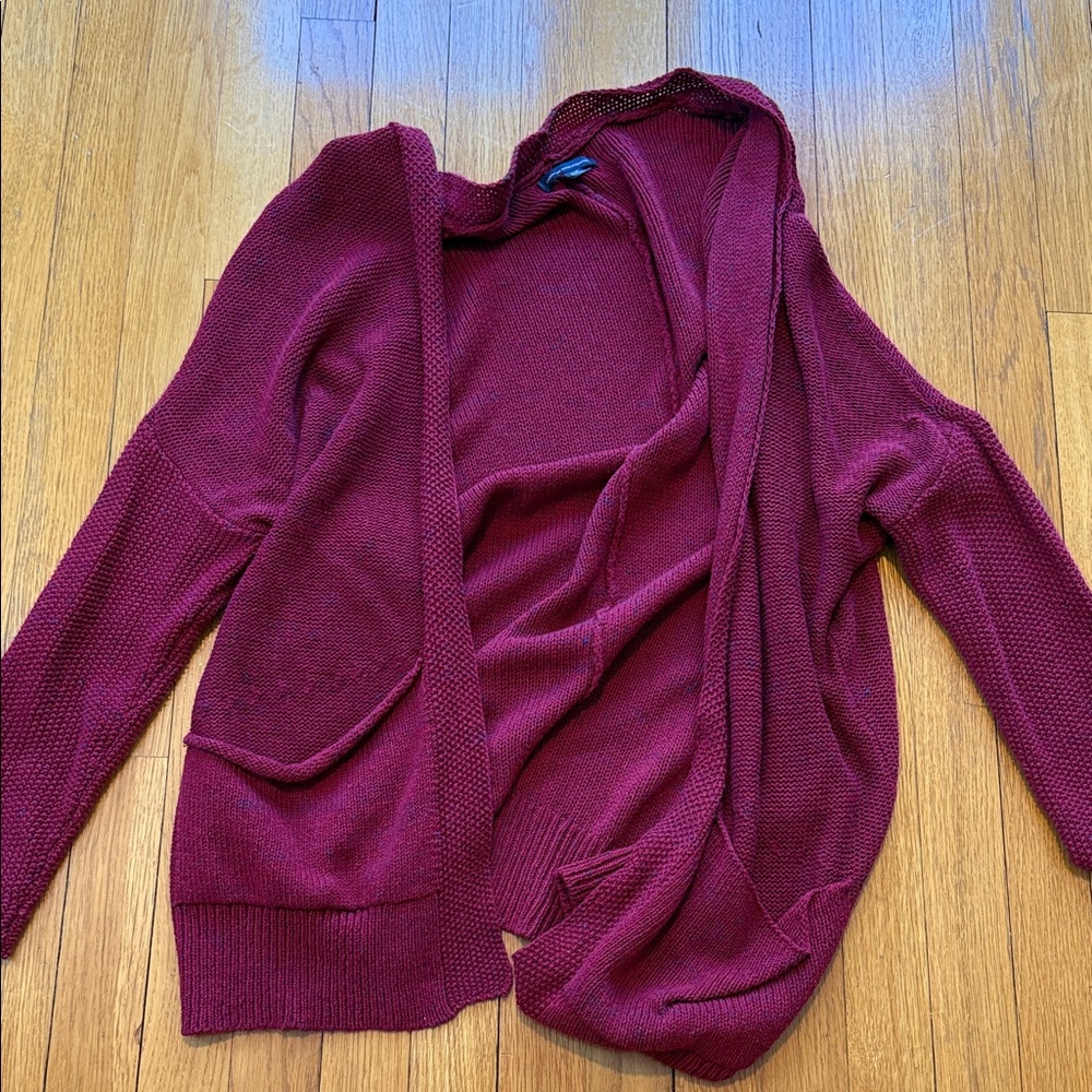 American Eagle Outfitters Burgundy Open-Front Cardigan